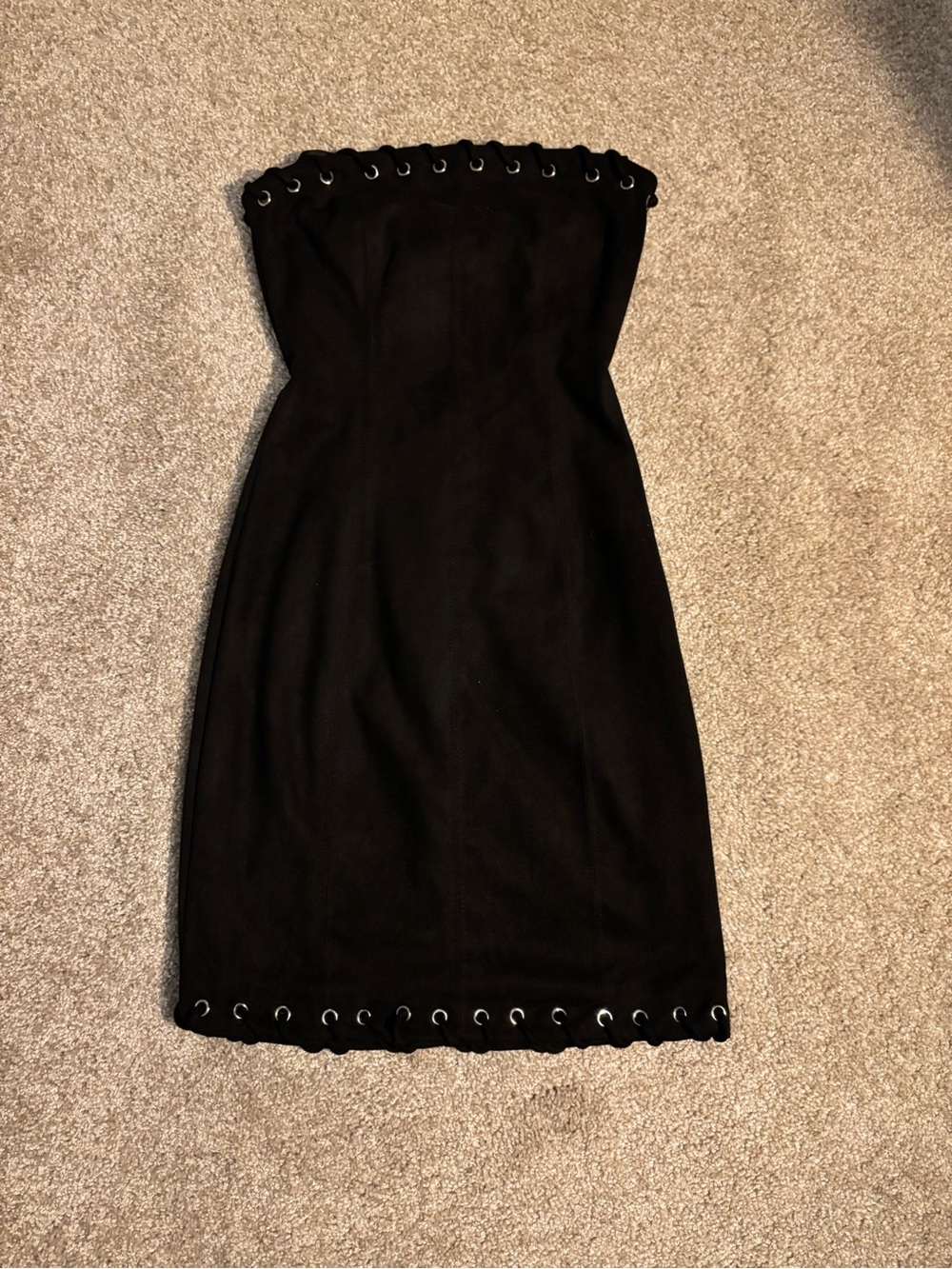 Windsor Black Strapless Eyelet-Trim Midi Dress